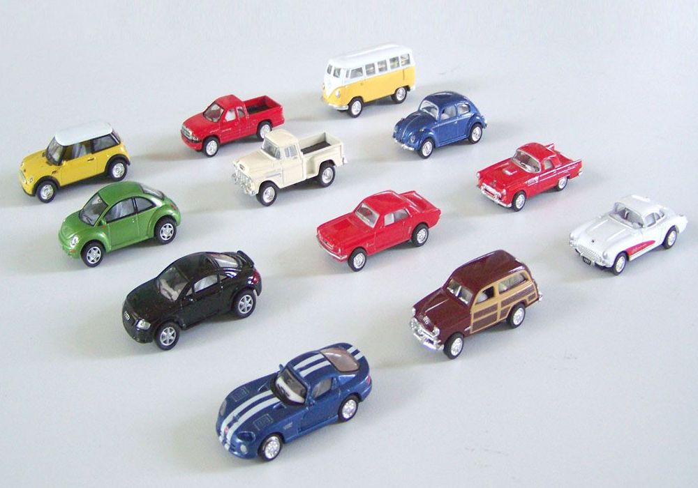 Selection of toy cars.